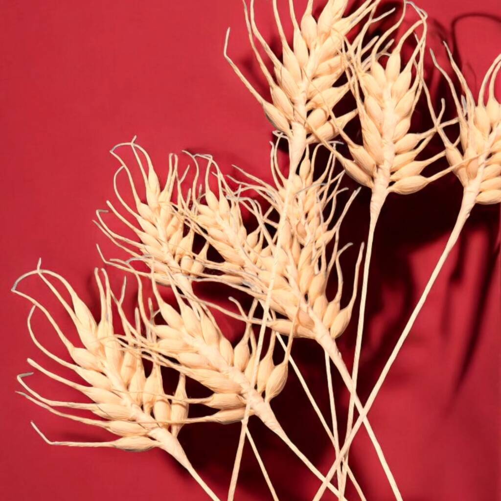 6 pieces of hand made crepe paper wheat